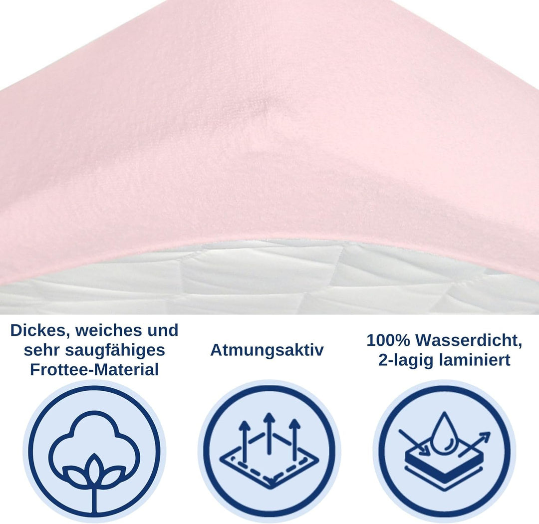 Snibbs wasserdichtes Spannbetttuch mit Eckgurten, wasserdichte Matratzenauflage fürs Babybett, Matra