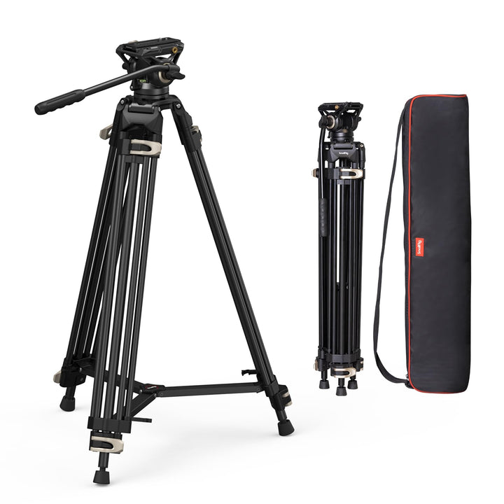 SMALLRIG Videostativ, 73-Zoll (186 cm) Heavy Duty Tripod Hochleistungs Stativ mit 360-Grad-Fluidkopf