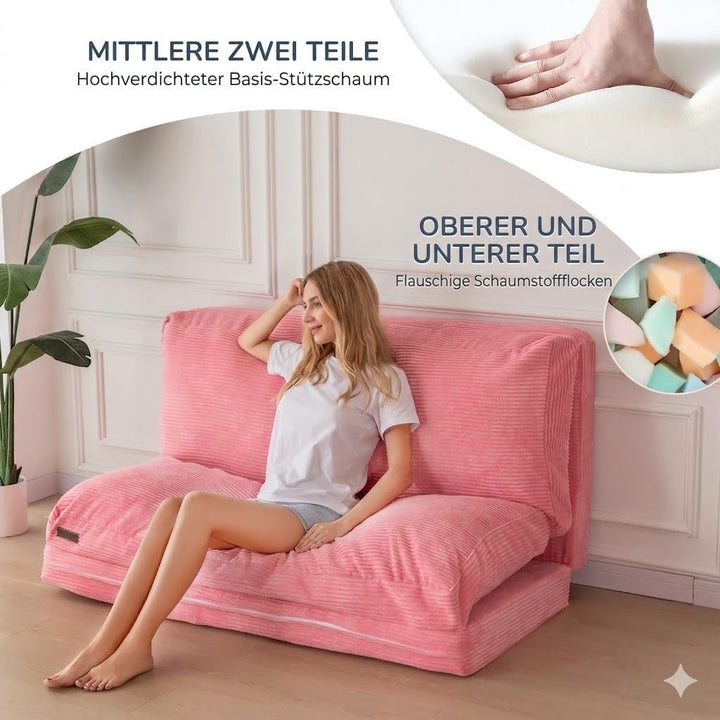 MAXYOYO Sitzsack-Bett, faltbar, Cordsamt, Schlafsofa, Bodenmatratze für Erwachsene, extra dick, 4-Fa