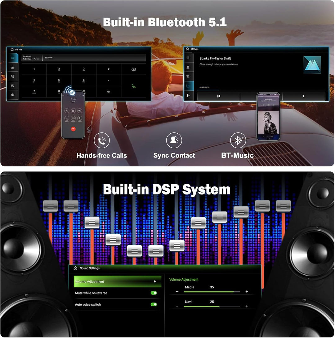 Erisin 10,25" 8-Kern 4GB+64GB Android 12 Autoradio mit GPS Navi IPS Bildschirm Für Audi A4 A5 B8 S4