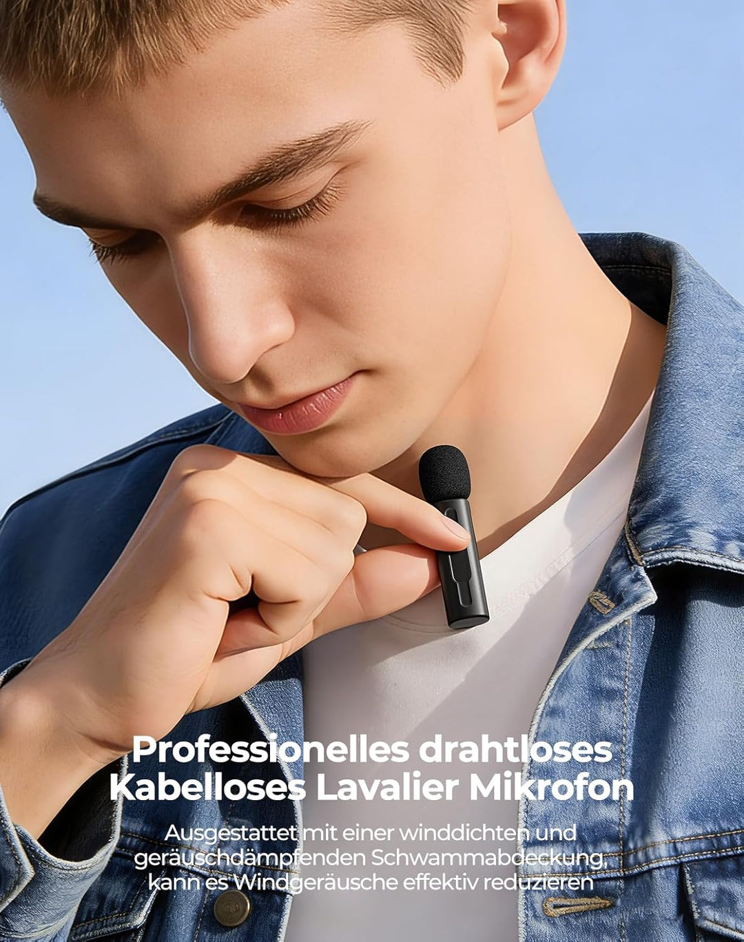 Kabelloses Lavalier-Mikrofon mit KI-Tonverbesserung, Einfach zu Bedienen Ideal für Live-Streaming, V