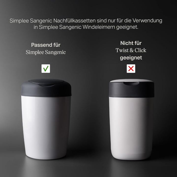 Tommee Tippee Nachfüllkassetten für Simplee Sangenic Windeleimer, Antibakterieller Schutz, 6er-Pack