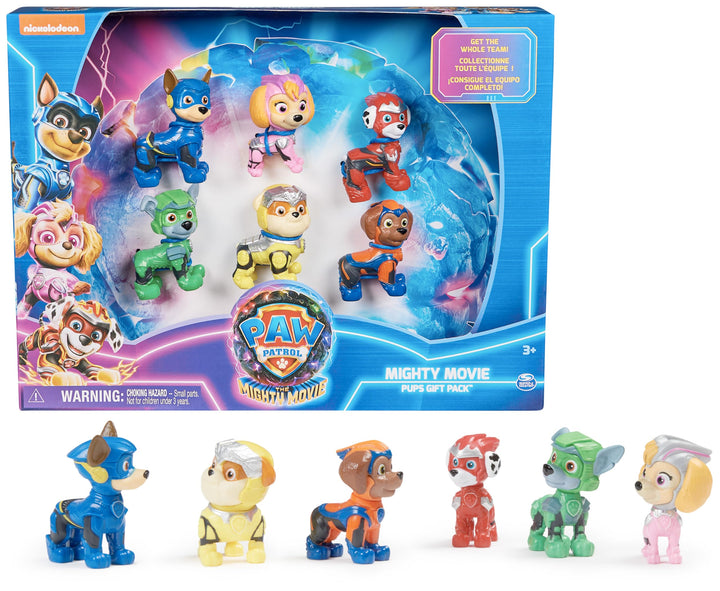 Paw Patrol: Der Mighty Kinofilm, Geschenkset mit 6 Superhelden-Spielfiguren, Spielzeug geeignet für