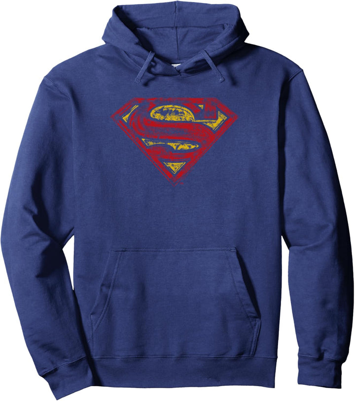 Superman S Shield Rough Logo Pullover Hoodie