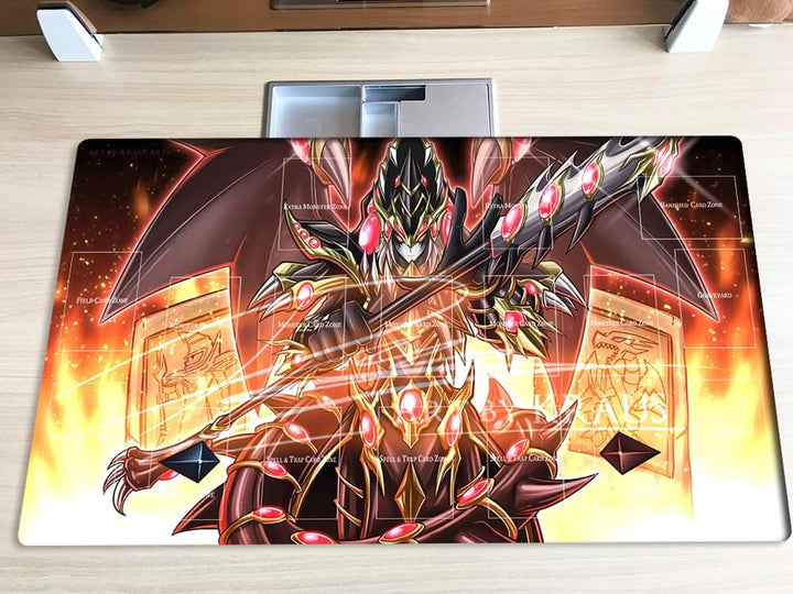 Mlikemat Spielmatte Red Eyes Dark Dragon TCG CCG OCG Sammelkartenspielmatte mit Zonen + gratis Tasch