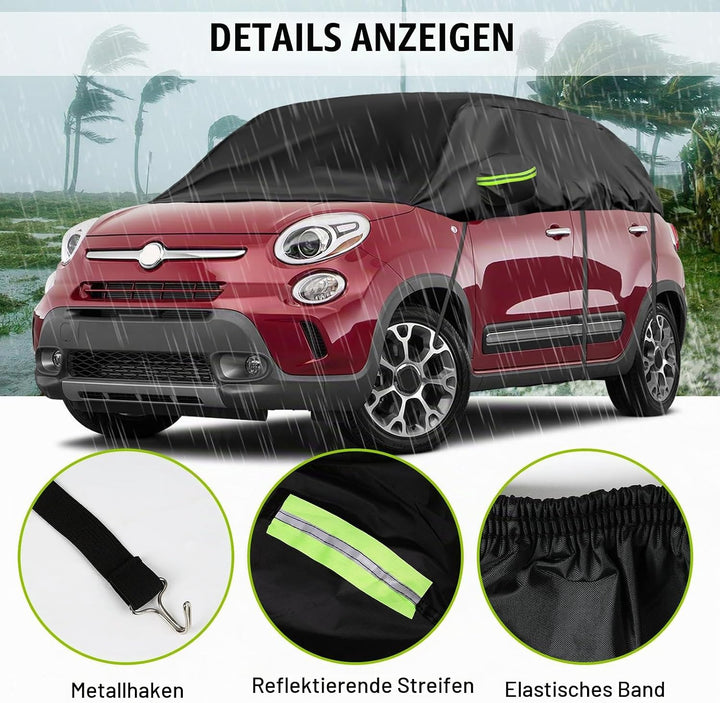 Halbgarage für 2007-2023 F-iat 500, Schwarz Massgeschneidertes Autogarage Softtop Halbabdeckung mit