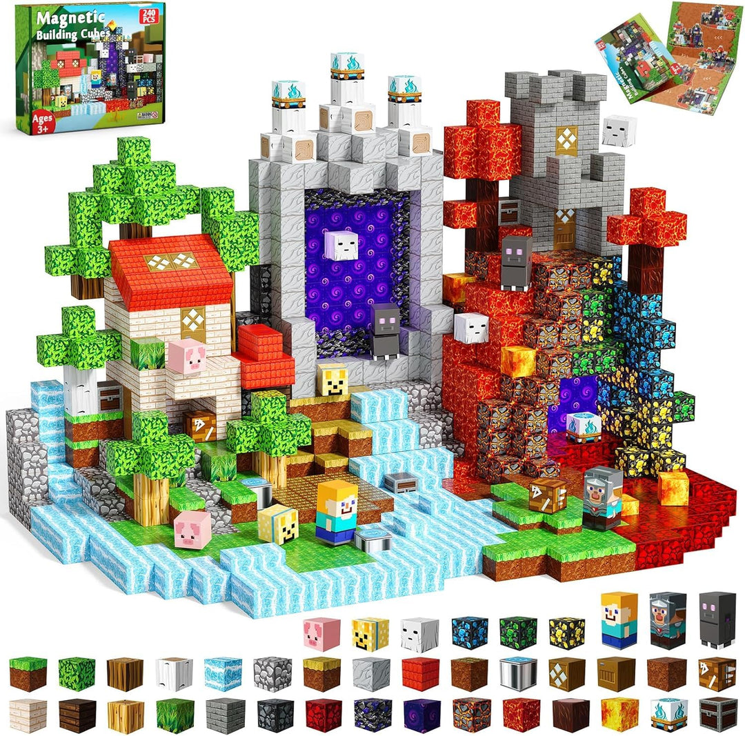 Magnetische Bausteine BAU Magische Zeitreise mit 240 Magnetbausteinen - Abenteuer-Set mit Rittern, G