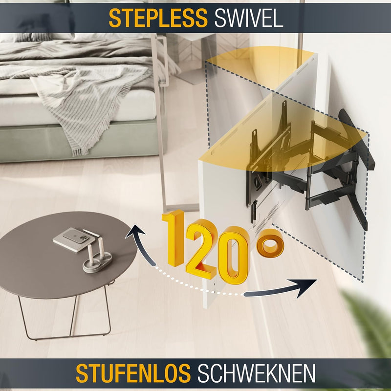 RICOO TV Wandhalterung Fernseher Schwenkbar Neigbar für 32-65 Zoll, Universal TV Halterung S9544, Fe