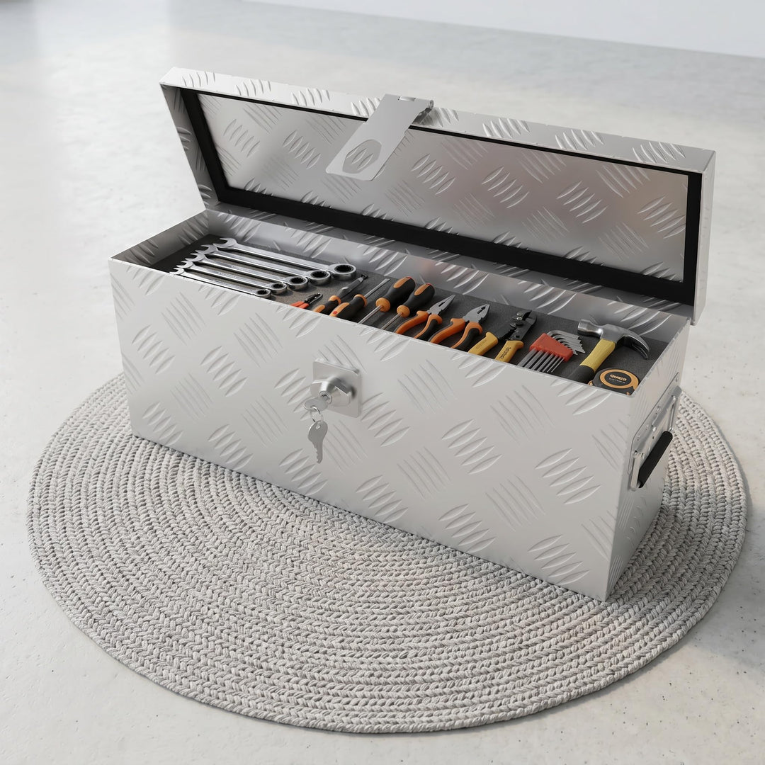 18L Alubox Aluminium Werkzeugkiste Transportbox, stossfest & wasserdicht mit Verriegelungssystem, Si
