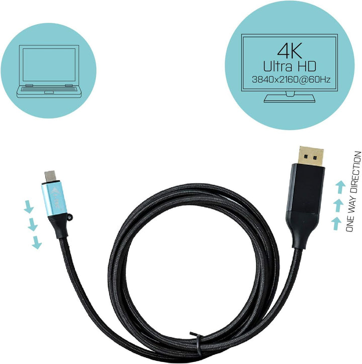 i-tec USB-C auf DisplayPort Kabeladapter 60Hz, 1x DP 4K Ultra HD, kompatibel mit Thunderbolt 3 für W