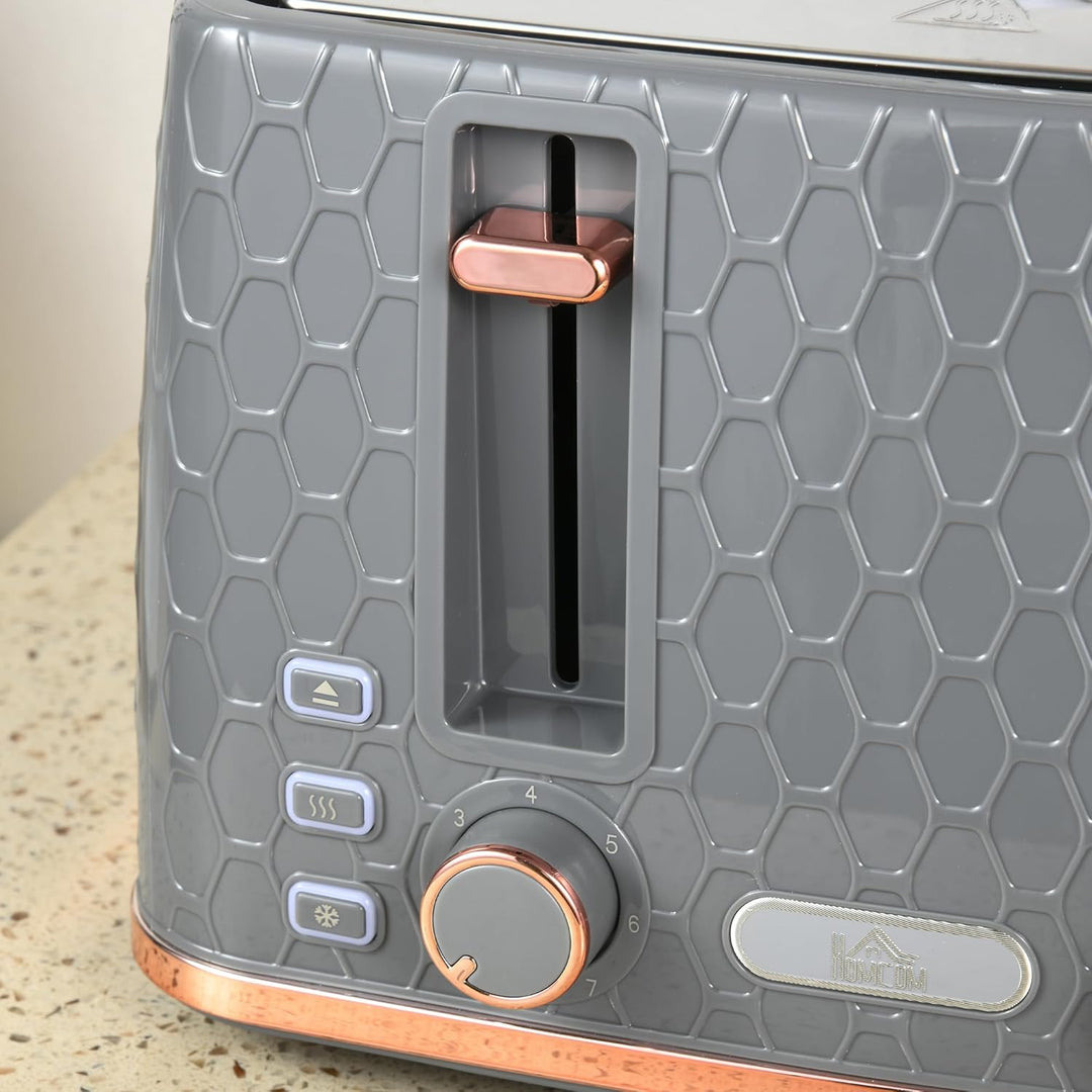 HOMCOM Wasserkocher Toaster Set 1,7L Wasserkocher 4 Toastscheiben Frühstücksset mit 7 Bräunungsstufe