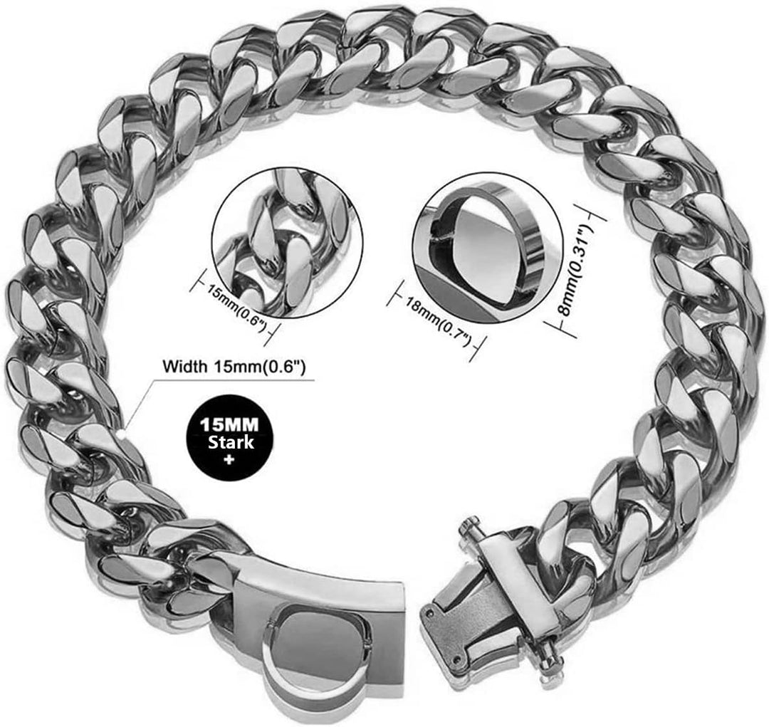YOTHIWAD Hundehalsband aus Metall mit Sicherer Schnalle,Ketten Halsband Hund, Kubanische Gliederkett