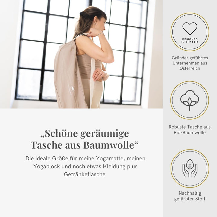 Lotuscrafts® Yogatasche PUNE aus Bio-Baumwolle, Fair & Ökologisch, Ideale Yoga Tasche für Yogamatte