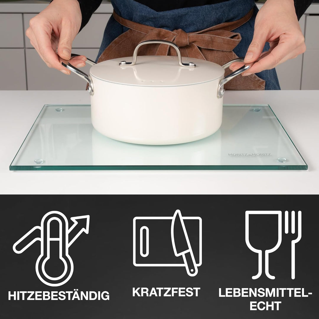 Moritz & Moritz Glasschneidebrett 40x30 cm - Kratzfestes & hygienisches Schneidebrett aus Sicherheit