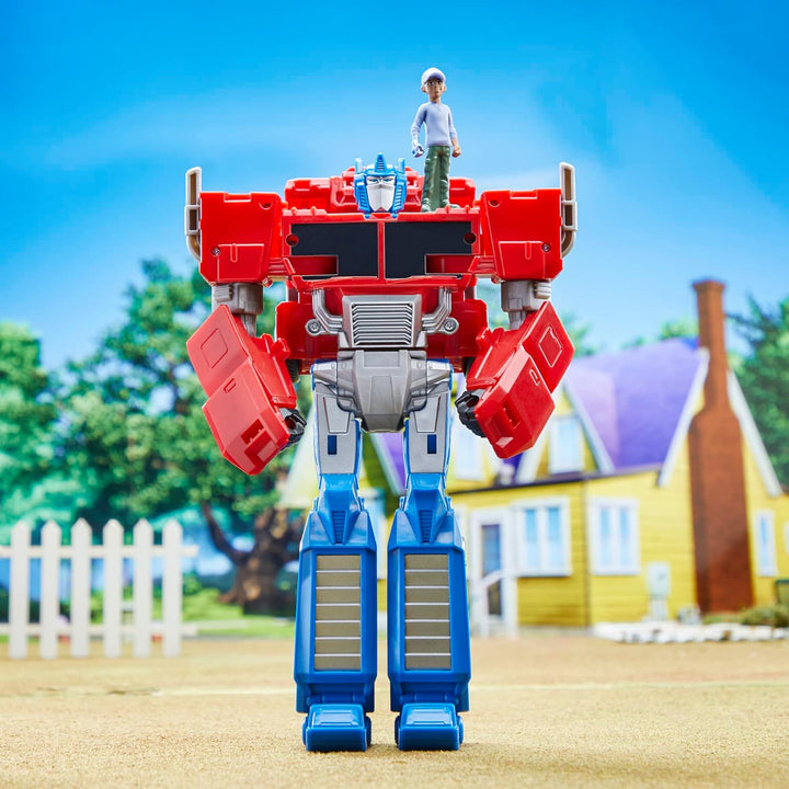 Transformers Spielzeug EarthSpark Spin Changer Optimus Prime Action-Figur (20 cm) mit Robby Malto Fi