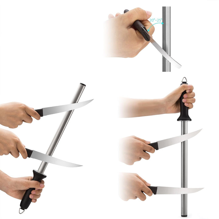 ARCCI 26CM Diamant Wetzstahl Messerschärfer Stab 600 Körnung, Professionelle Wetzstab für Koch, Wetz