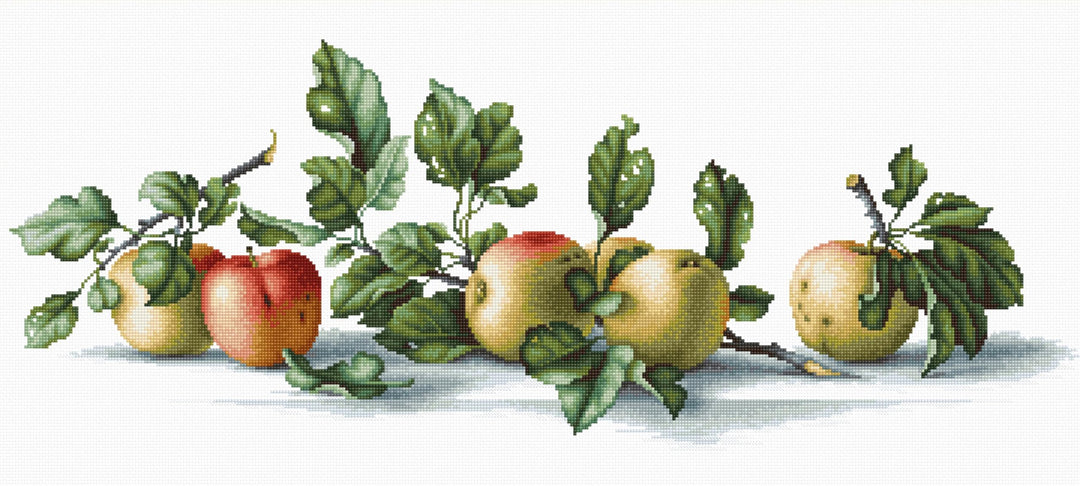Luca-S Äpfel Kreuzstichset, Baumwolle, Mehrfarbig, 50,5x19,5cm