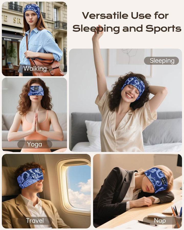 MUSICOZY Schlafkopfhörer Bluetooth, Schlaf Kopfhörer Seitenschläfer Kabellos Sport Kopfhörer Stirnba