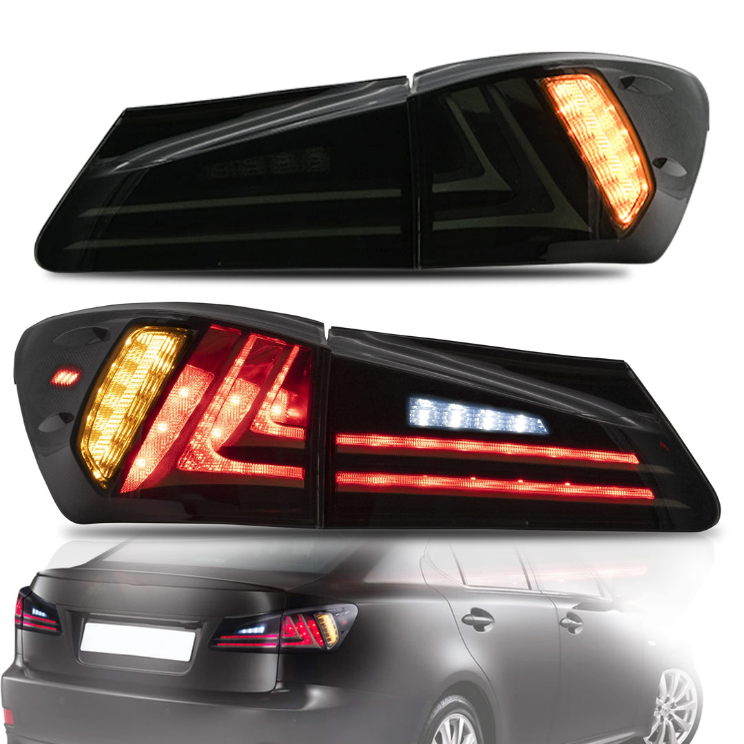 VLAND Rücklichter Kompatibel für Lexus IS250 IS350 2006-2012 Rücklichter mit Blinker. Geraucht Geräu