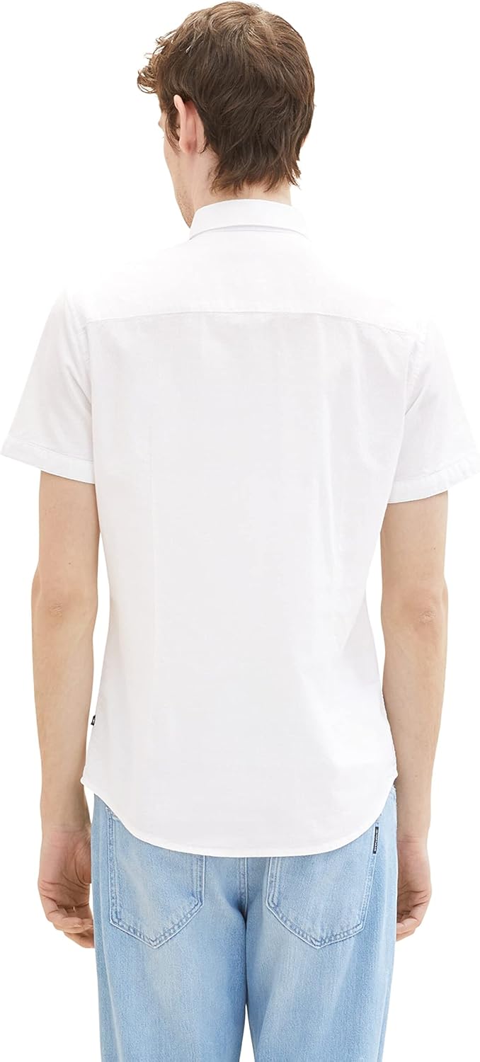 TOM TAILOR Herren Kurzarm-Hemd mit Brusttasche, 3XL 20000 - White