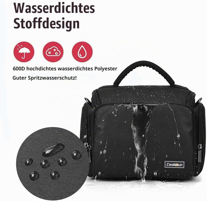 Cwatcun Kameratasche,SLR Fototasche,Kamera Tasche zum Umhängen kompatibel für Canon Nikon Sony SLR/D