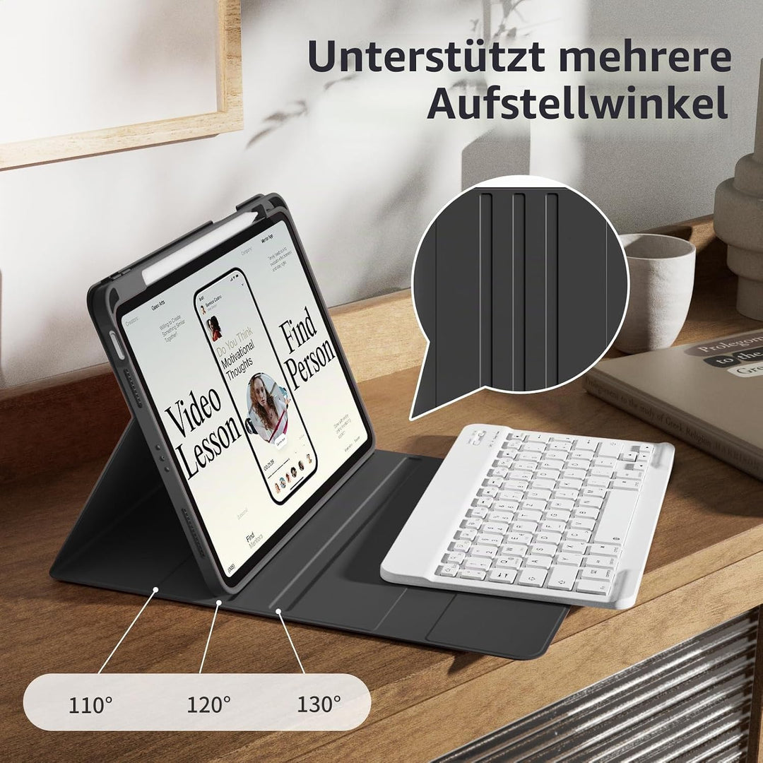 Hülle mit Tastatur für iPad Air 11 Zoll (2025 M3/2024 M2), iPad Air 5./4. Gen(2022/2020) 10.9 Zoll,