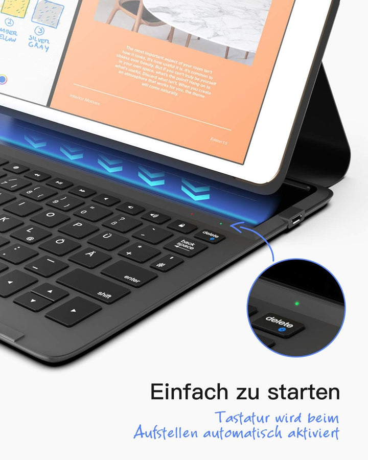 Inateck Ultraleichte Tastatur Hülle für iPad 2021(9th Gen)/iPad 2020(8th Gen)/iPad 2019(7th Gen) 10.