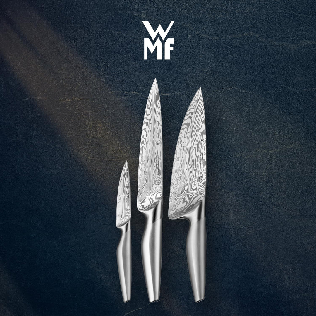WMF Chef´s Edition Damasteel Messerset 3teilig, Made in Germany, 3 Messer geschmiedet, Küchenmesser,