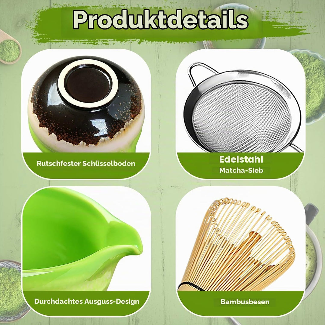 Simsky Matcha set, Japanisches Tee-Set, Matcha-Schale, Schaufel, Sieb, Matcha-Besenhalter, Matcha-Be