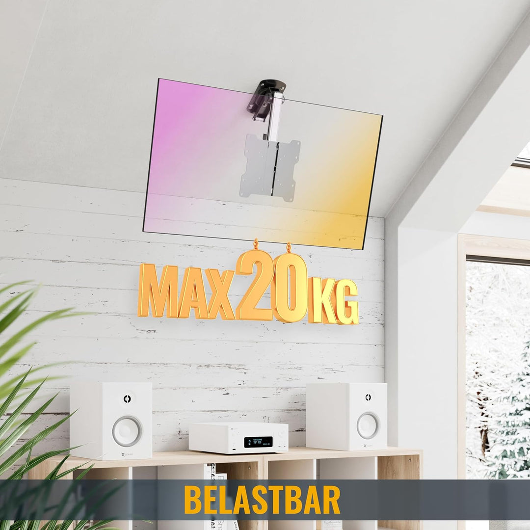 RICOO Monitor & TV Deckenhalterung für Fernseher 13-33 Zoll, Klappbar Schwenkbar Höhenverstellbar, U