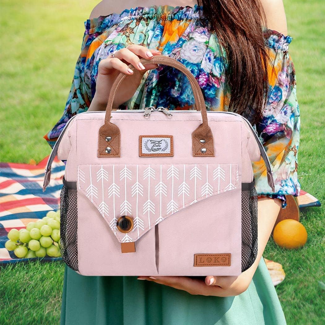 Lekesky Kühltasche Damen Lunchtasche Isolierte für Frauen Auslaufsichere weit geöffnete Lunchbox, 11