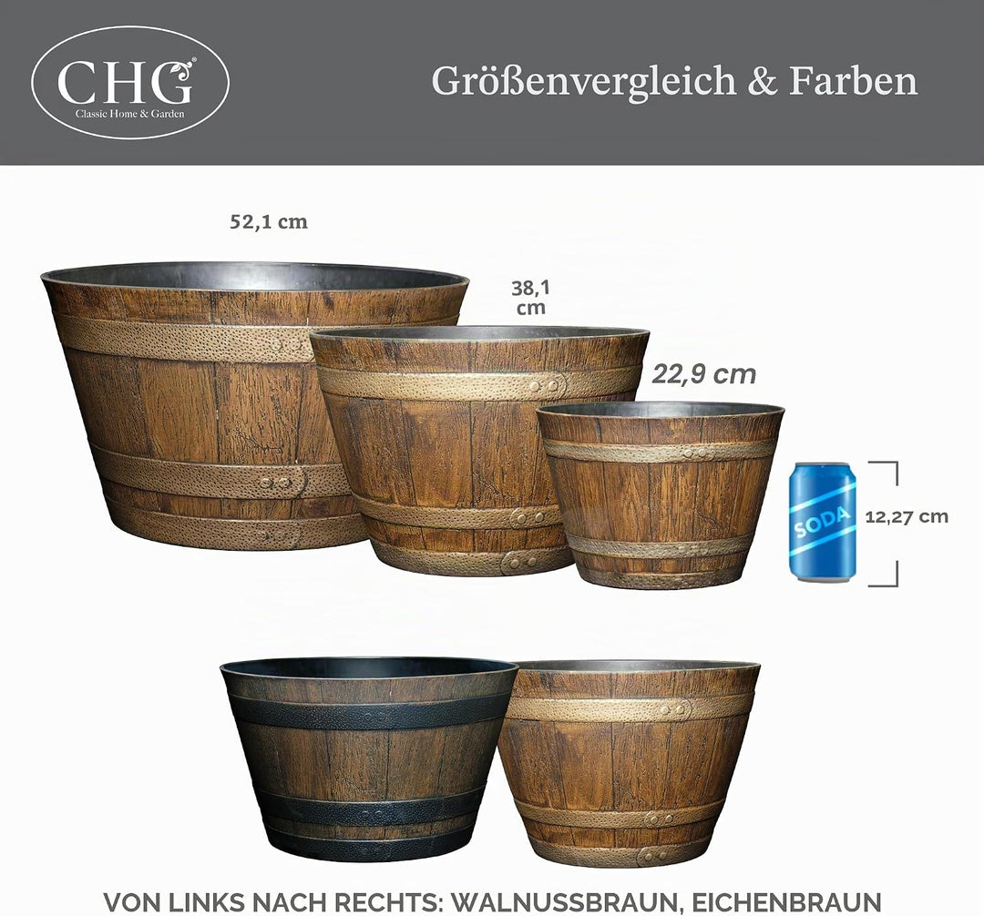 Classic Home and Garden 74 Whiskyfass, 22,9 cm, Eiche im Used-Look 9" Whiskey Barrel Eiche im Used-l
