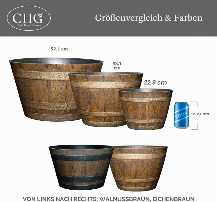 Classic Home and Garden 74 Whiskyfass, 22,9 cm, Eiche im Used-Look 9" Whiskey Barrel Eiche im Used-l