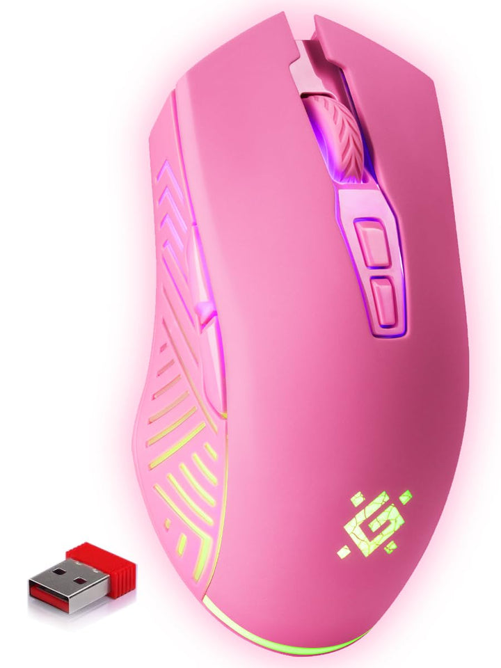 Defender® Pandora Kabellose Gaming Maus - Geräuschlose Klicks - 5 programmierbare Tasten - RGB-Beleu