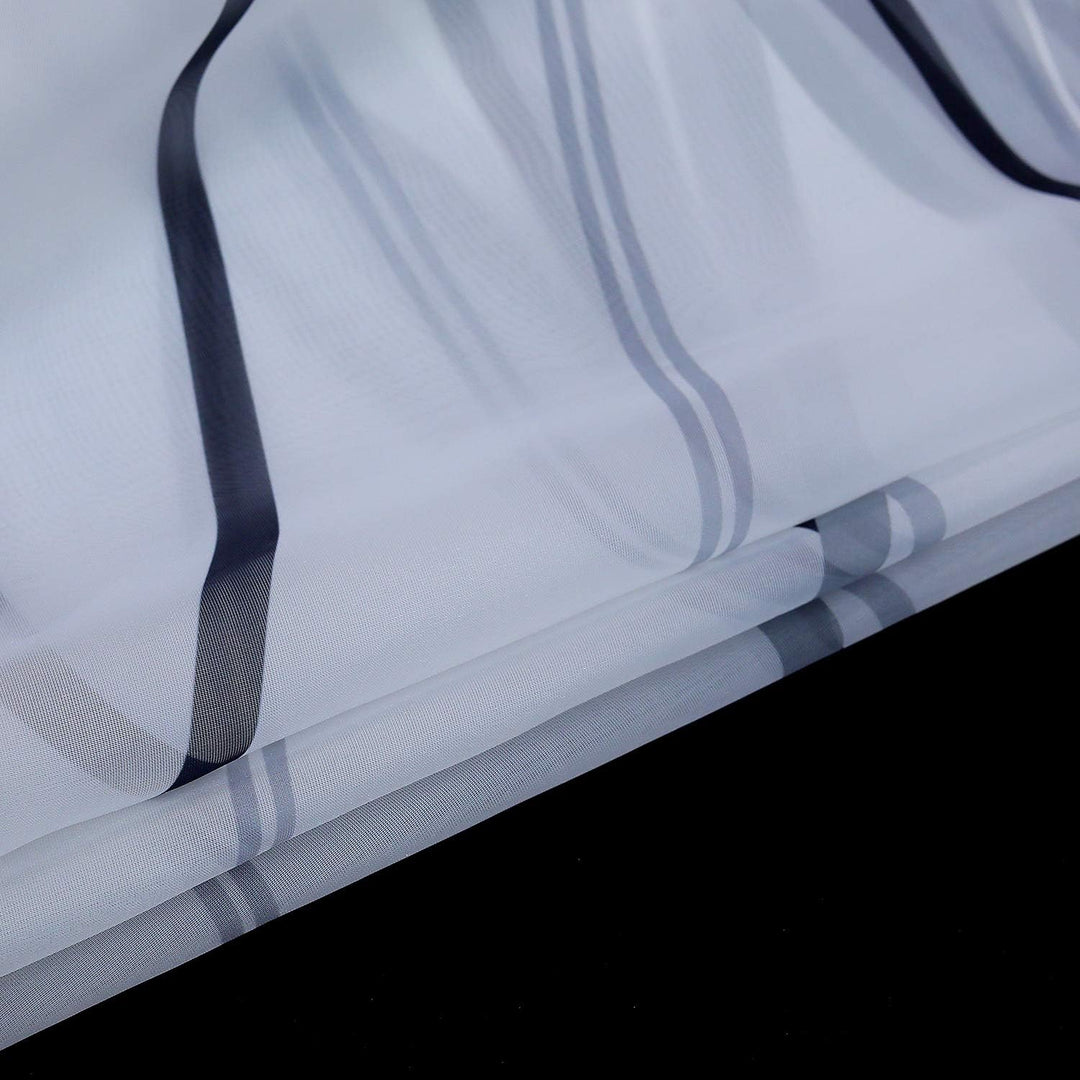 1er-Pack Voile Gardine Transparenter Vorhang mit Kräuselband Wellen Druck H/B 175/140 cm Weiss Silbe