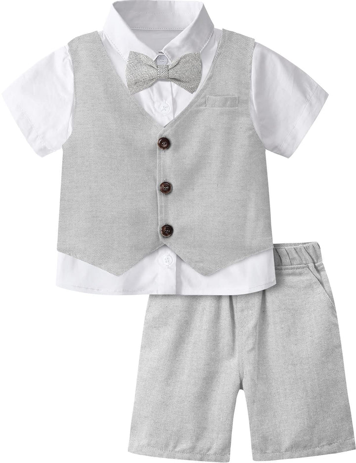 mintgreen Baby Junge Taufe Outfit Smoking Anzug Set 18-24 Monate hellgrau, Hellgrau 18-24 Monate