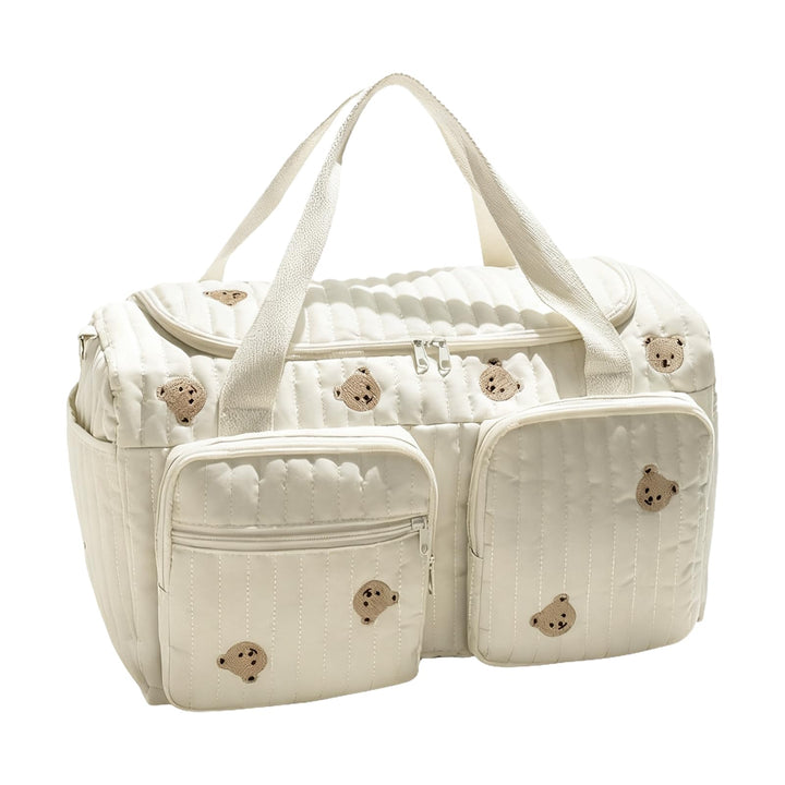Windeltasche – Deluxe, niedliche Cartoon-Bärchen-Wickelfach-Tragetasche, Windeltasche mit grossem Fa