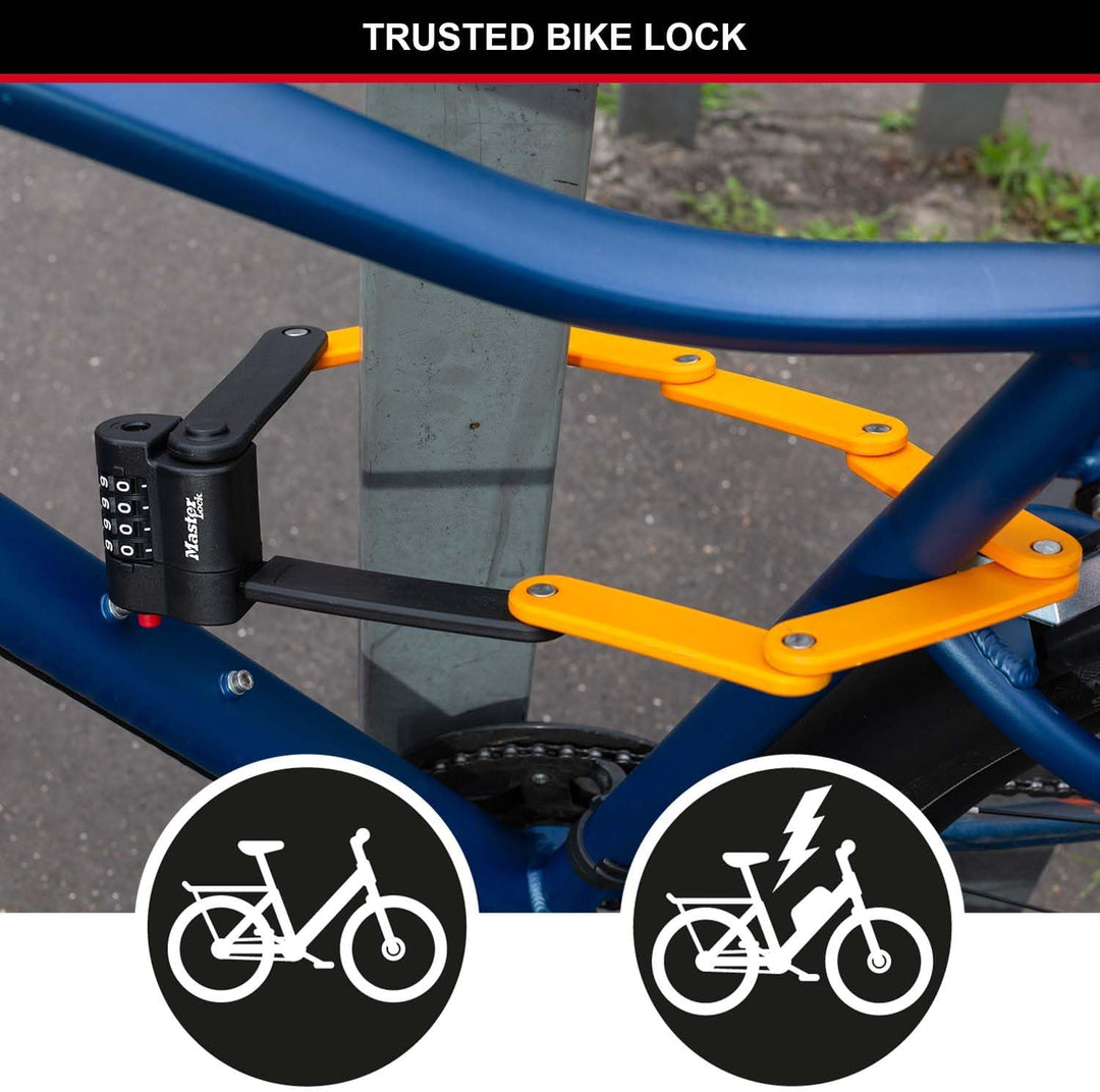 Master Lock Kombinations-Faltschloss Gehärtete Stahlglieder, inkl. Halterung und Befestigung, 80cm K