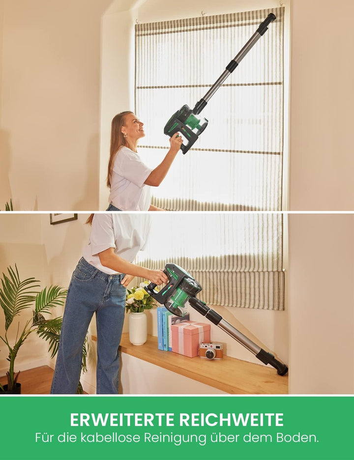 Vactidy Blitz V8 Akku Staubsauger Kabellos, 25KPa Kabelloser Staubsauger Mit abnehmbarem Akku, Akkus