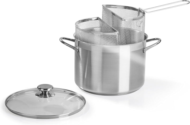 Barazzoni 421049524 Spaghetti-und Pastatopf mit Zwei Siebeinsätzen, ø 24 cm, Inhalt 7,25 l, Edelstah