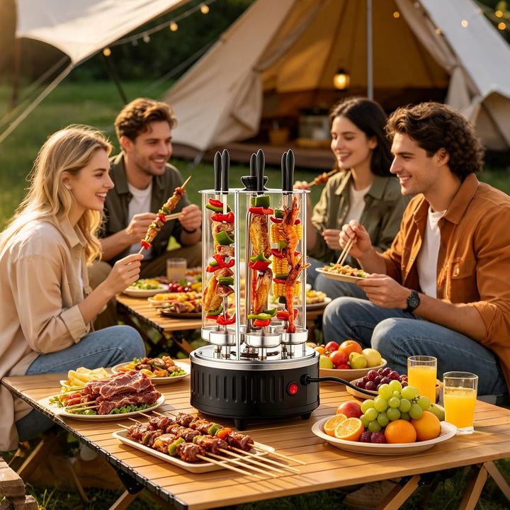 Vertikaler Elektrischer Grill, Elektrischer BBQ Tischgrill Vertikalgrill aus Edelstahl, Elektrogrill