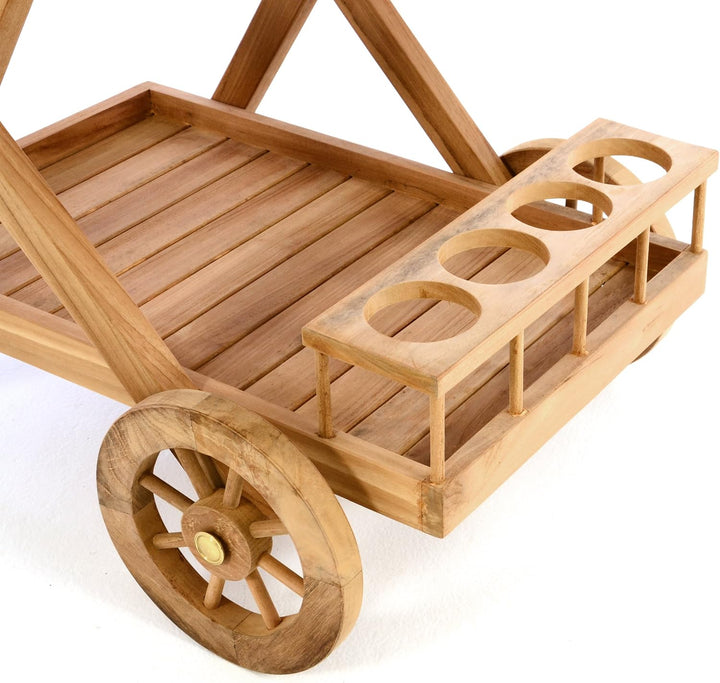 Divero Servierwagen Rivera mit Rädern aus Teakholz, behandelt - Farbe: Braun