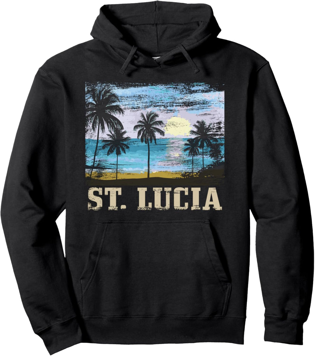 Saint Lucia Vintage Surfer Palmen Karibik St. Lucia Pullover Hoodie