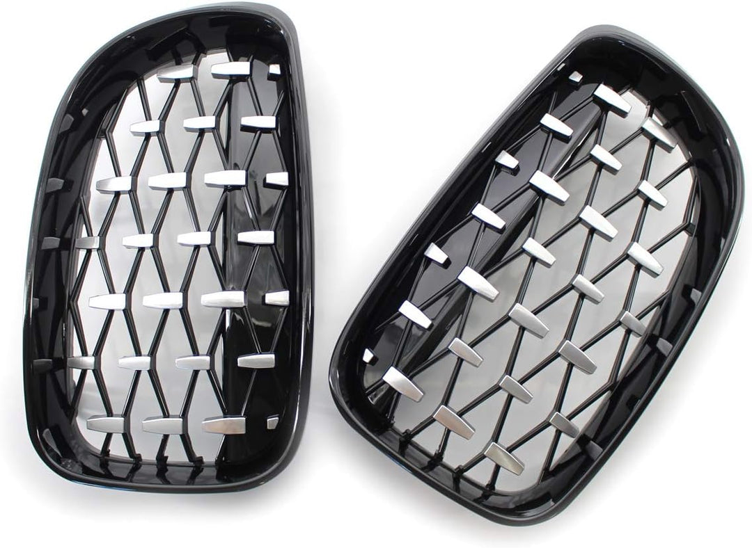 GSRECY Frontstossstange Kidney Diamond Auflage Kühlergrill für 1er E81 E82 E87 E88 LCI 2007-2013