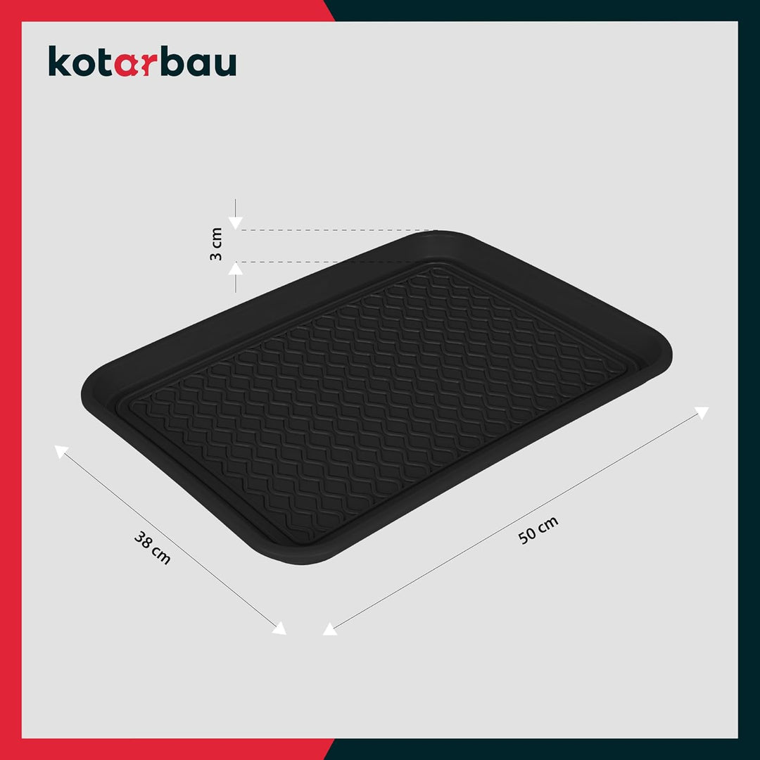 KOTARBAU® 2er Set Schuhabtropfschale 38x50cm Abtropfmatte Schuhe Schwarz Schuhmatte Abtropfmatte Kun