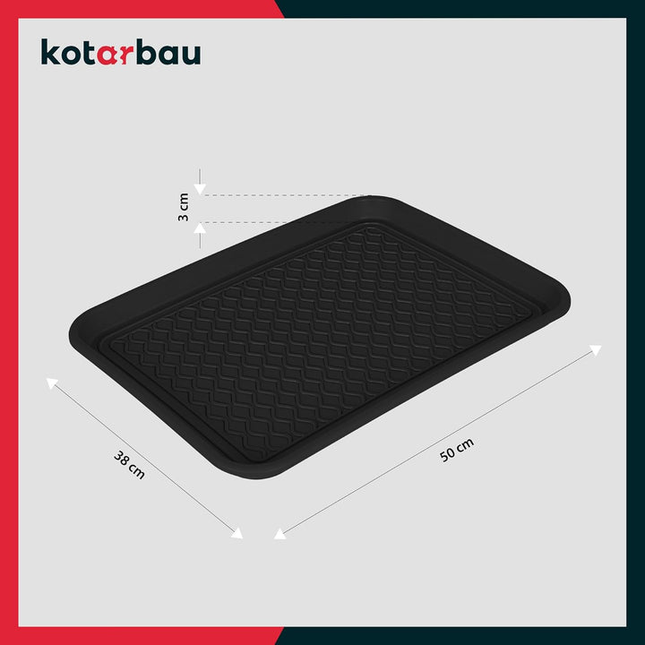 KOTARBAU® 2er Set Schuhabtropfschale 38x50cm Abtropfmatte Schuhe Schwarz Schuhmatte Abtropfmatte Kun