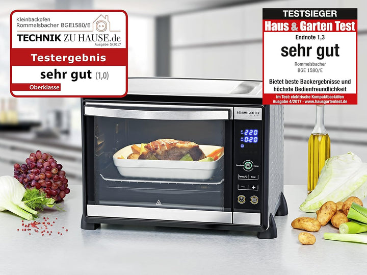 ROMMELSBACHER Elektronik Back & Grill Ofen BGE 1580/E - 30 Liter Backraum & Doppelkochplatte CT 3420