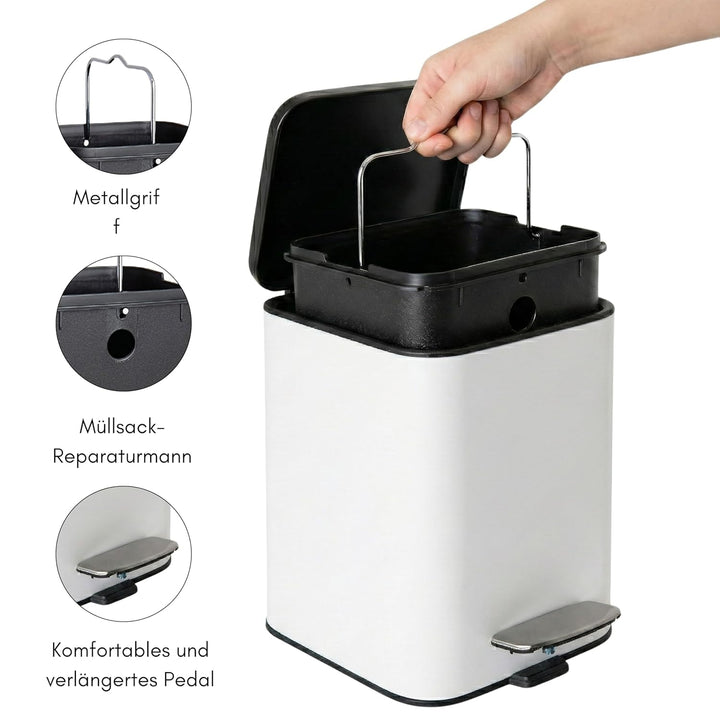 Erreke Badmülleimer mit Pedal 3L, Kosmetikeimer 3L aus Edelstahl mit Soft-Close Deckel, Herausnehmba