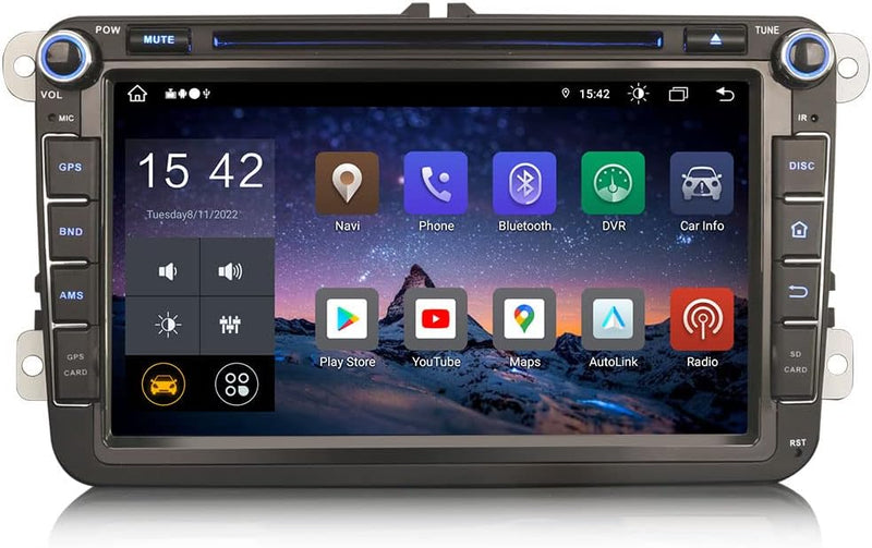Erisin Android 10.0 Autoradio mit Navi GPS DVD Player für VW Golf 5/6 Polo Passat Tiguan Touran Cadd