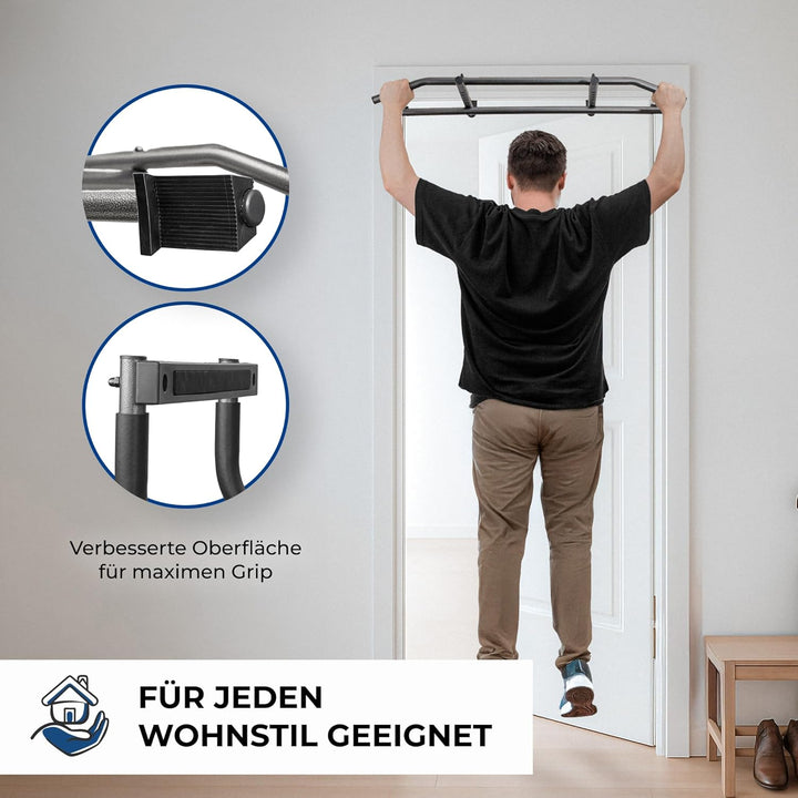 [NEU] Verstellbare Hochqualitative Klimmzugstange Türrahmen – Tiefenverstellbar, rutschfest & sicher